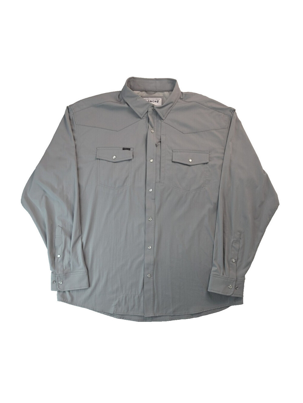 Poncho Performance Western Gray Pearl Snap Long Sleeve Shirt Mens Size XL